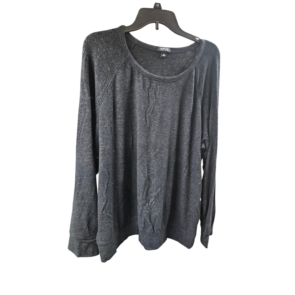 Buffalo David Bitton Charcoal Heather Knit Long Sleeve Raglan Sweatshirt XXL